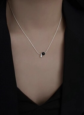 高级设计感圆锥黑玛瑙项链