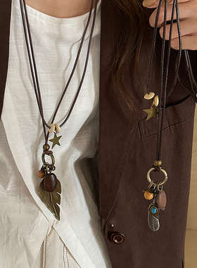 民族风禅意古铜羽毛项链