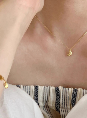 简约可爱牛角面包项链