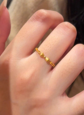 甜美金色拉丝蝴蝶结戒指