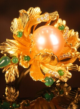 花开富贵十二花神长安春色牡丹戒指气质贵气活口镶嵌雅致古典国风