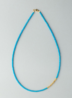 新款新中式仿绿松石项链女金链子睡美人松石瓷松高级感锁骨链