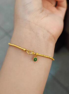 古法细金圈彩色烧蓝手链手绳筒珠黄金色设计高级感复古时尚送礼物