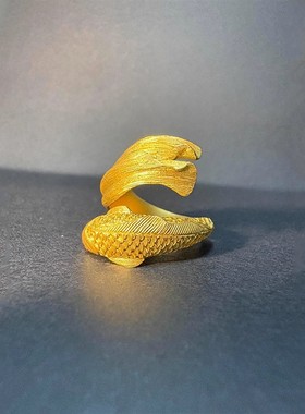 【锦鲤衔波】古法浮雕锦鲤戒指女轻奢高级感国风气质新年指环饰品