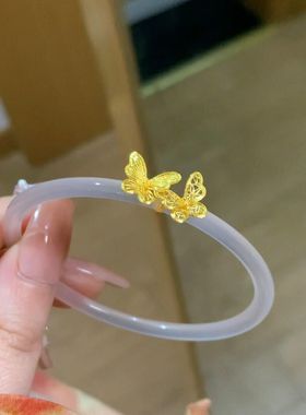 新中式蝴蝶飞舞手环手镯女小众精致高颜值显气质百搭高级感手饰