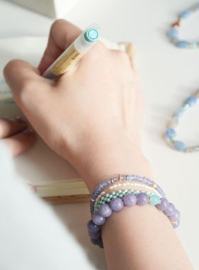 新中式国风清冷感浪漫紫色仿玉髓手串小众单圈手链气质百搭手饰女