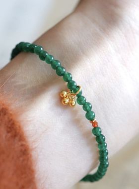 新中式蛇年新品青漓仿绿玉髓南红清爽绿色系国风手链简约百搭女