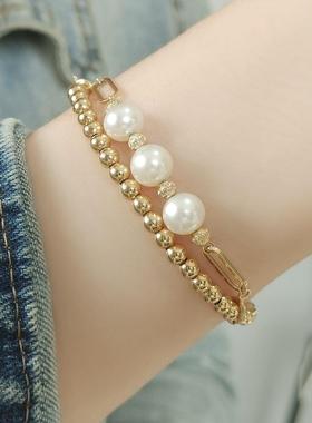 18k金色仿珍珠吊坠女小众ins高级感简约精致轻奢百搭延长链配件