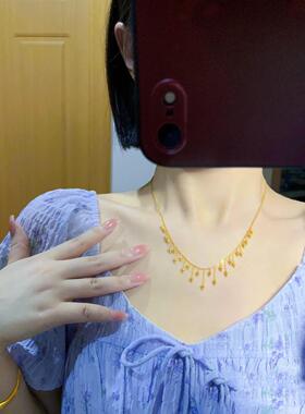 灵动黄金色流苏项链高级时尚新款轻奢古典设计百搭送女友锁骨颈链