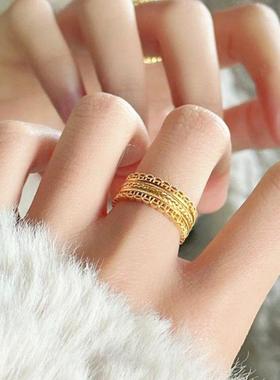 腰缠万贯花丝戒指女传承新款小众黄金色设计时尚古法寓意指环配饰