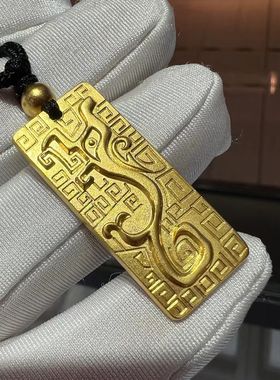 纹传承神兽图腾黄金色吊坠项链古法本命年高级感男女同款简约