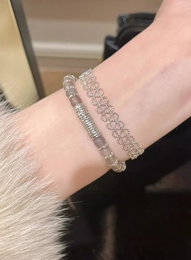 【玉生烟】新中式琉璃灰玛瑙银色手串女款清冷高级感百搭手链手饰