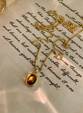 天然淡水珍珠虎眼石毛衣项链女秋冬轻奢高级感叠戴大气颈链