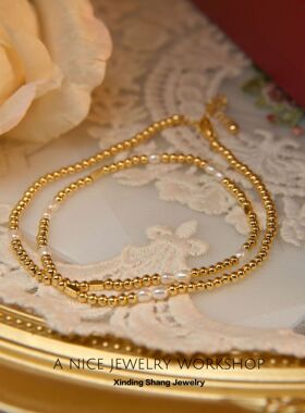 法式简约小众设计项链轻奢高级ins风项链手工串珠淡水珍珠项链