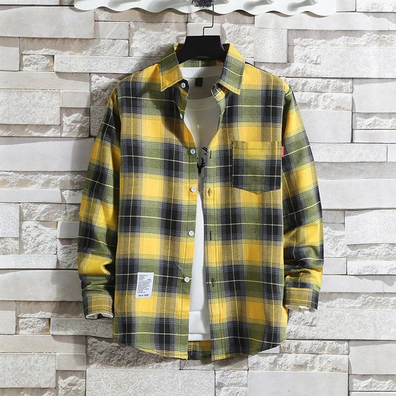 Men Clothing New 2023 Fashion Spring Autumn Casual Plaid Lon - 图2