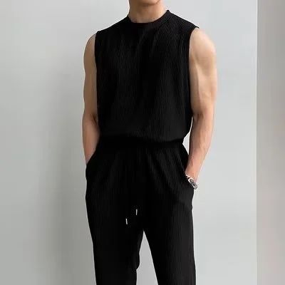 Ice Silk Men's Summer Ruffian Tracksuits Handsome Fashion Ve - 图2