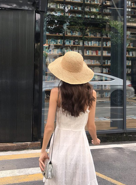 拉菲草大檐女网红同款防晒帽草帽