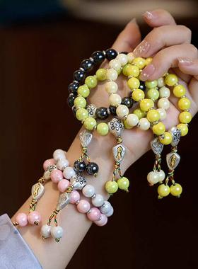 2025蛇年北京雍香灰琉璃手串香灰瓷金刚杵琉璃手串寺庙结缘礼物