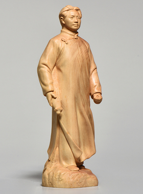 毛主席摆件黄杨木雕刻木头根雕成功之路东方伟人像毛泽东家居摆设