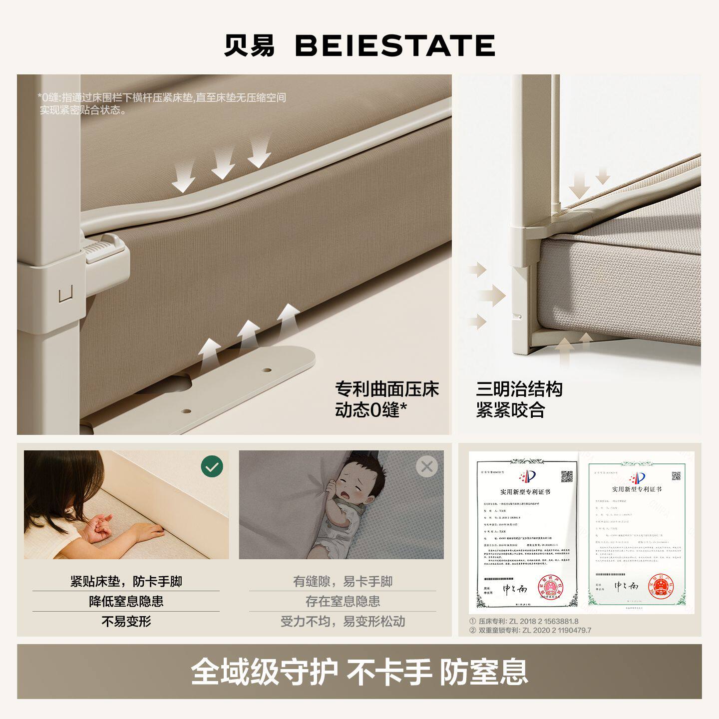 贝易彩虹床围栏宝宝防摔防护栏儿童床边挡板婴儿加高床围护栏一面