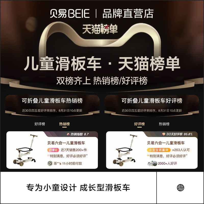 贝易皇室六合一儿童1一3岁滑板车 beie贝易滑板车