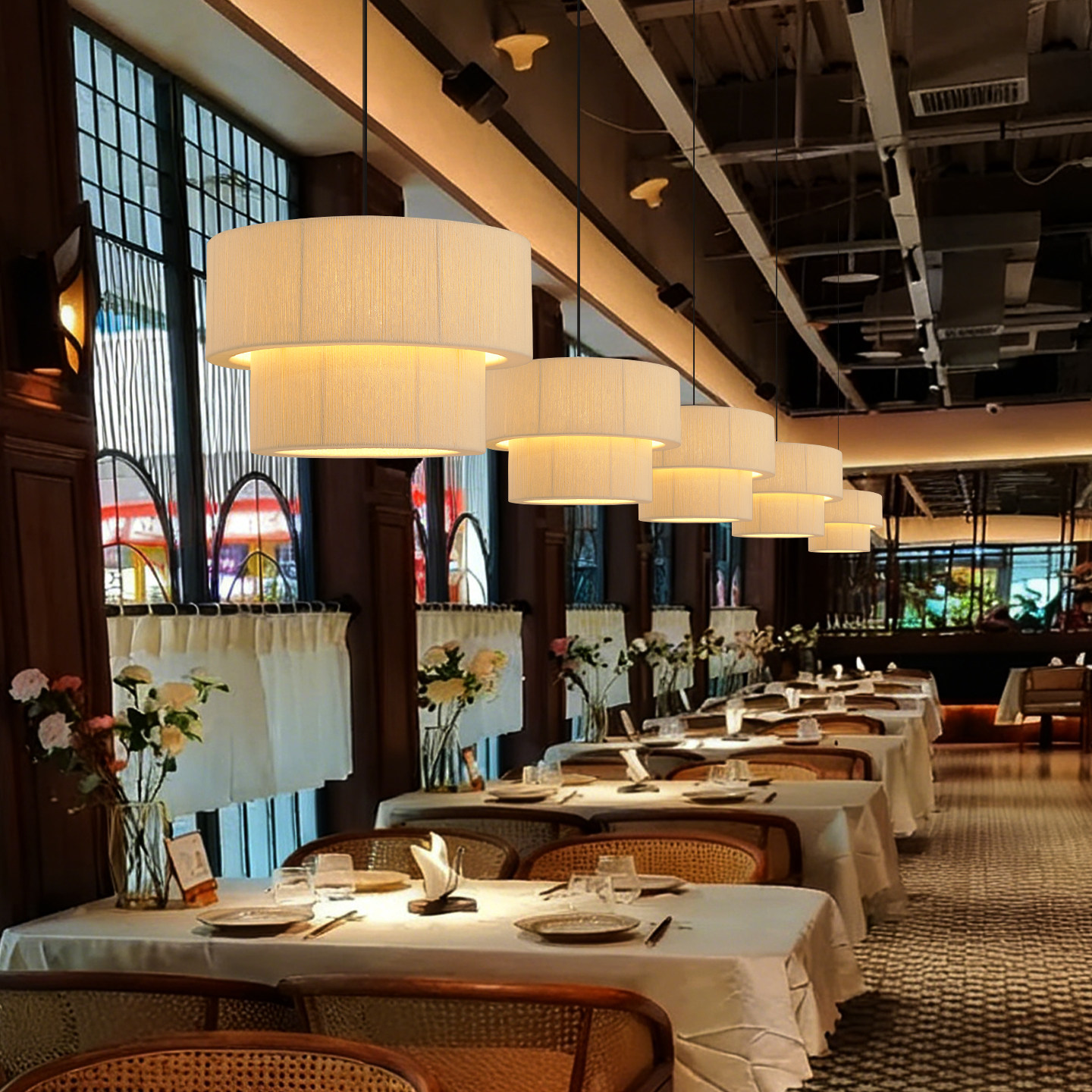 现代简约布艺吊灯中古卧室灯侘寂风民宿客厅书房餐厅酒店圆形灯具,淘宝优惠券,粉丝福利购,淘宝优惠卷