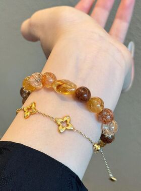 泰富天然黄塔晶超七水晶手串手链夏季小众轻奢设计款送闺蜜礼物女