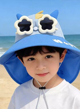 男童遮阳防晒帽带墨镜