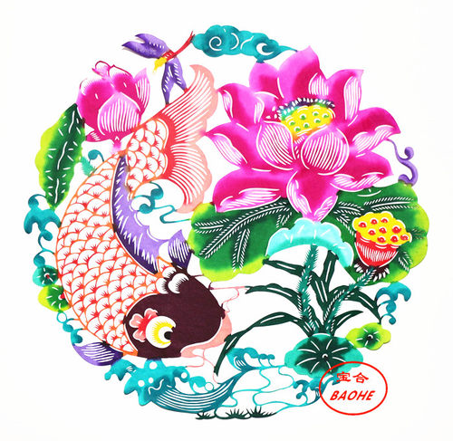 马年蔚县剪纸彩色窗花特色 作品装饰画 彩色喜庆单张剪纸出国礼品 - 图1