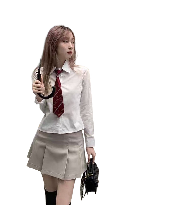 学院风小个子jk甜美领带衬衫女装春季设计感小众衬衣白色长袖上衣 - 图3