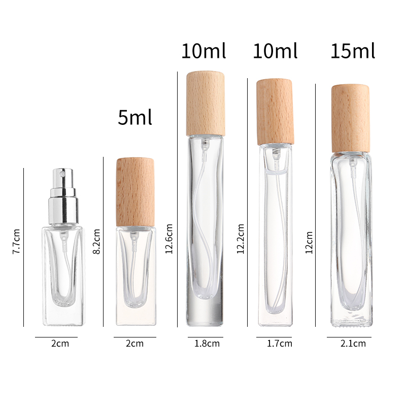 香水分装瓶高档便携旅行喷雾瓶10ml小样瓶高级木盖玻璃空瓶子神器-图0