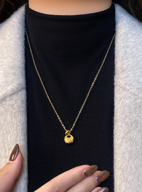 沙金小福锁吊坠毛衣项链高级感