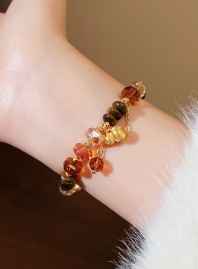 金色条纹葫芦虎眼石水晶串珠手串