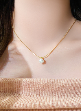 单颗珍珠吊坠项链高级感轻奢小众