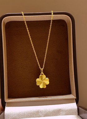 沙金四叶草吊坠项链高级感毛衣链