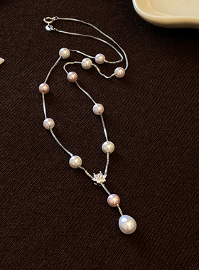 满天星珍珠长款毛衣项链高级感