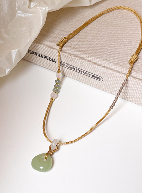 新中式玉石包包串珠吊坠编织项链