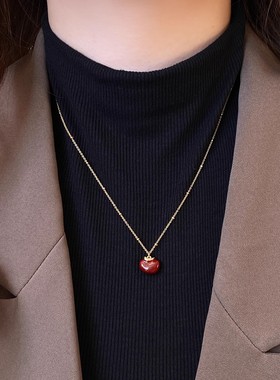 相思红豆珍珠项链毛衣链高级感