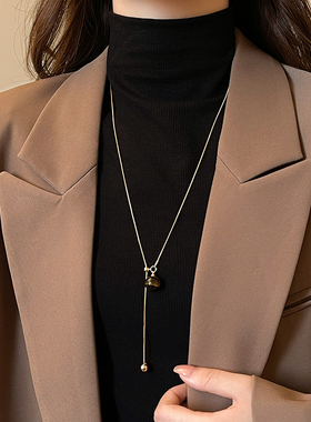 轻奢高级感虎眼石项链长款毛衣链