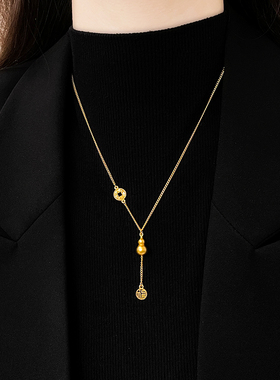 新中式金色葫芦福牌吊坠项链饰品