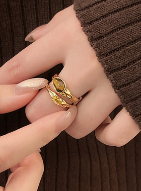 虎眼石双层戒指轻奢高级感