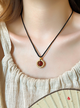 转运珠吊坠编织绳项链