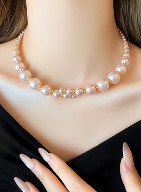 佛罗伦萨紫色珍珠项链轻奢高级感