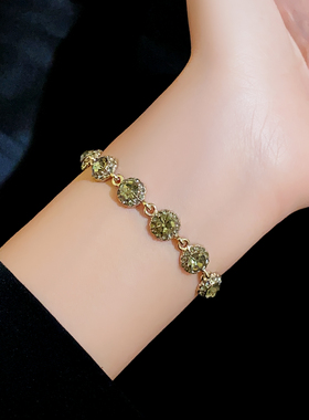 高级感茶色锆石串珠手链闺蜜手饰