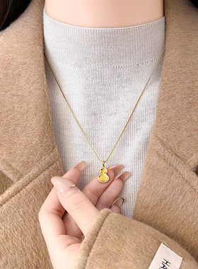 新中式金色碎碎冰葫芦项链高级感