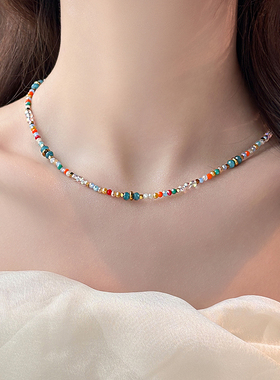 多巴胺水晶串珠项链轻奢小众颈链