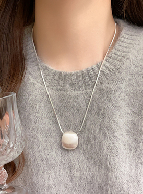 长款拉丝方块项链高级感毛衣链