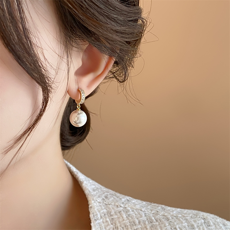锆石珍珠耳环2024新款爆款气质耳饰女小众轻奢高级设计感独特耳钉-图0