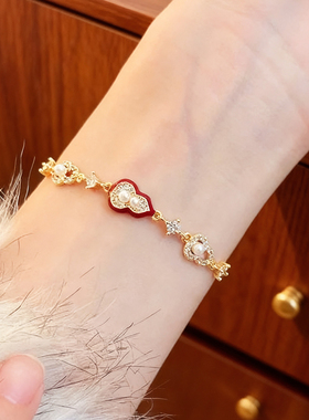 金色满钻珍珠福禄葫芦手链高级感