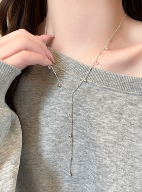 银色满天星锆石吊坠长款项链轻奢